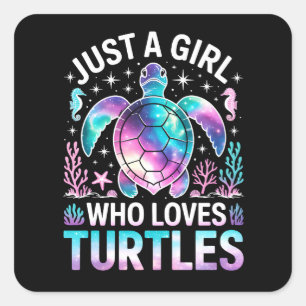 Pegatina Cuadrada Sólo una chica que ama las Tortugas