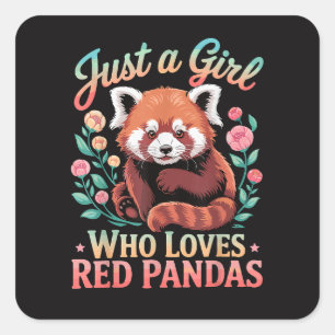 Pegatina Cuadrada Sólo una chica que ama pandas rojos