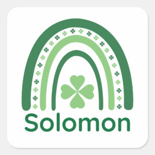 Pegatina Cuadrada Solomon Name Clover Boho Rainbow