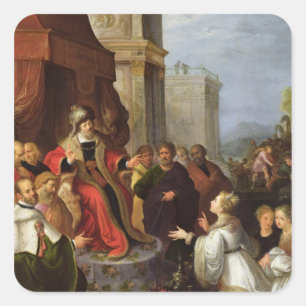 Pegatina Cuadrada Solomon y la reina de Sheba