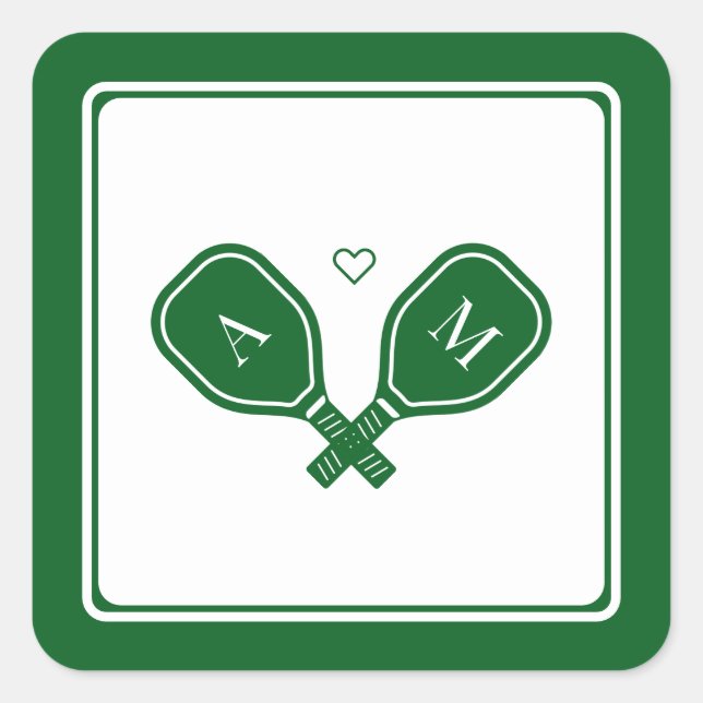 Pegatina Cuadrada Soltera de pickleball (Anverso)