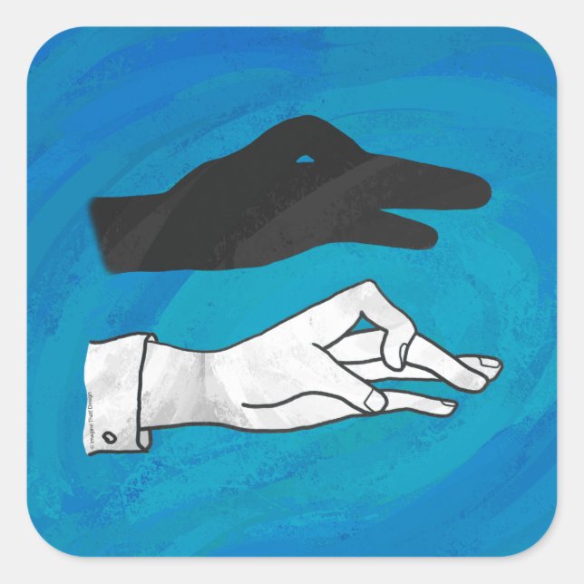 Pegatina Cuadrada Sombra De Pato En Azul (Anverso)