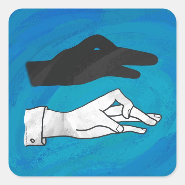 Pegatina Cuadrada Sombra De Pato En Azul (Anverso)