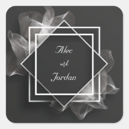 Pegatina Cuadrada Sombra Geométrica Moderna de Malla Blanca Etérea