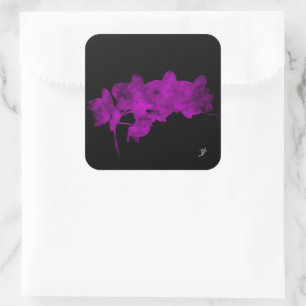Pegatina Cuadrada Sombra orquídea en un fondo oscuro