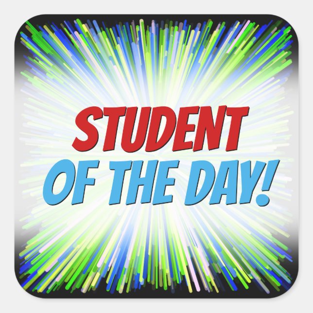 Pegatina Cuadrada Sombras del patrón de ráfagas de líneas verdes y a (Anverso)