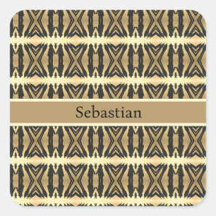 Pegatina Cuadrada Sombras psicodélicas en oro, personalizado