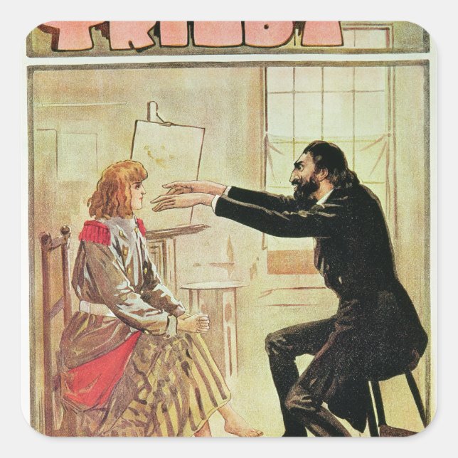 Pegatina Cuadrada Sombrero flexible hipnotizado por Svengali (Anverso)