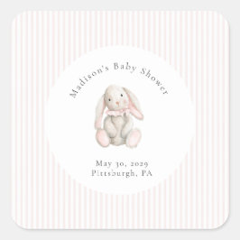 Pegatina Cuadrada Some Bunny Sweet Pink Baby Shower 