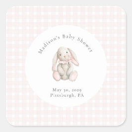 Pegatina Cuadrada Some Bunny Sweet Pink Baby Shower 