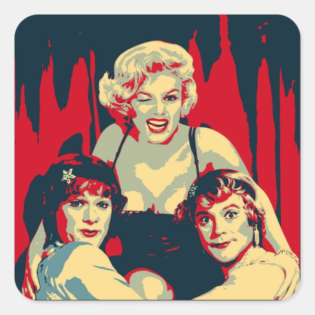 Pegatina Cuadrada Some like it hot Pop Art (Anverso)