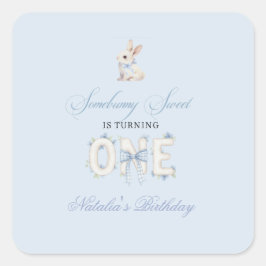 Pegatina Cuadrada Somebunny Sweet 1st Birthday Spring Floral Invitat