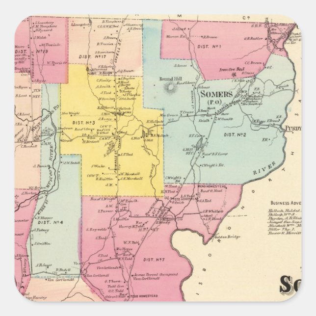 Pegatina Cuadrada Somers, ciudad (Anverso)