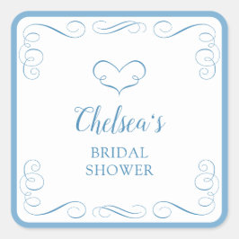 Pegatina Cuadrada Something Blue Before I Do Elegant Bridal Shower