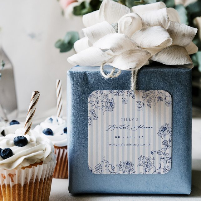 Pegatina Cuadrada Something Blue Favor Stickers Bridal Shower Labels (Subido por el creador)