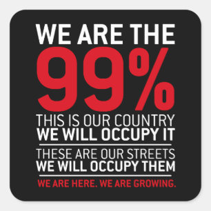 Pegatina Cuadrada Somos el 99% - 99% ocupan la calle de las paredes