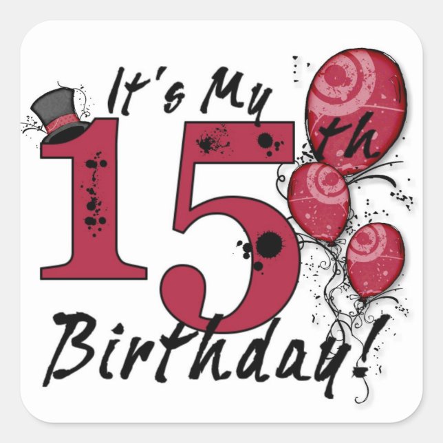 Pegatina Cuadrada Son mis pegatinas de globo de 15 años (Anverso)