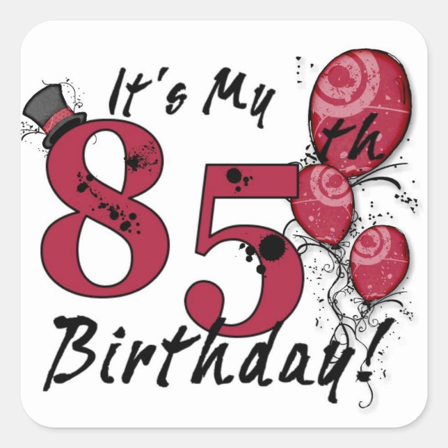 Pegatina Cuadrada Son mis pegatinas de globo de 85 años (Anverso)