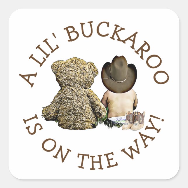 Pegatina Cuadrada Son Pegatinas de Baby Shower de un niñito bovino (Anverso)