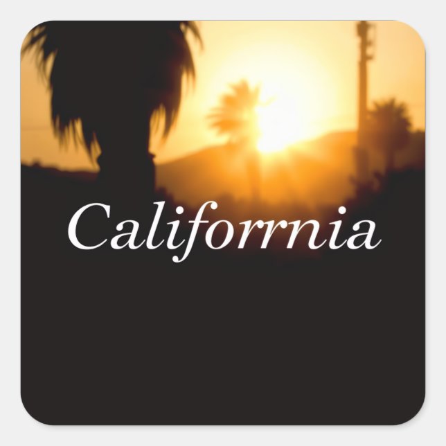 Pegatina Cuadrada Soñando con California (Anverso)