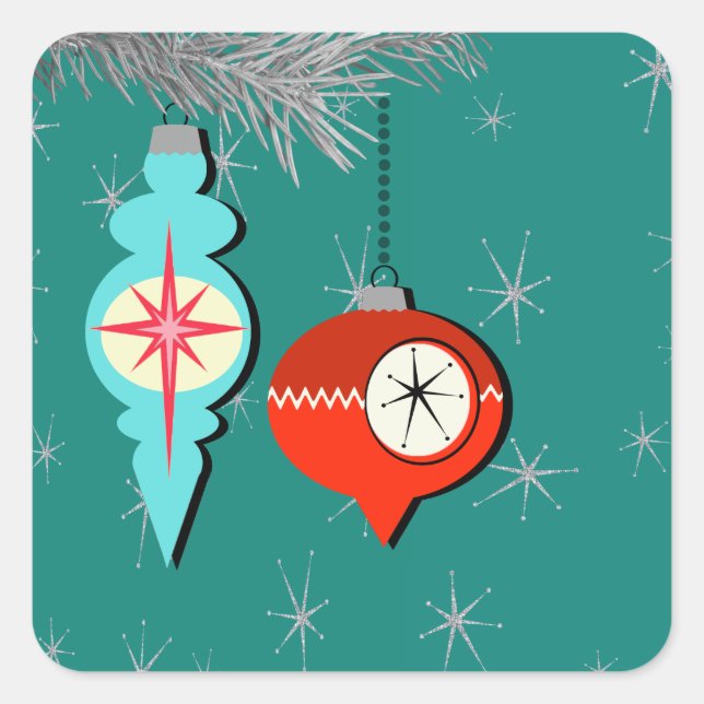 Pegatina Cuadrada Soñando con pegatinas de Navidad retro (Anverso)