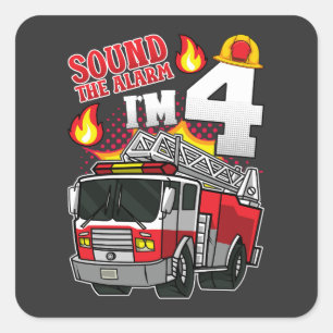 Pegatina Cuadrada Sonar la alarma, soy 4 bomberos