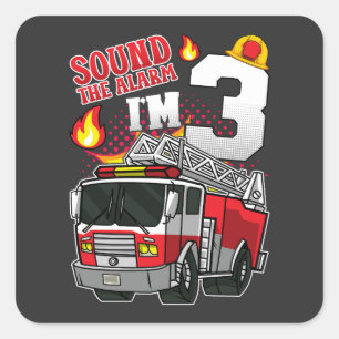 Pegatina Cuadrada Sonar la alarma, soy tres bomberos