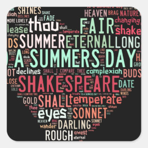 Pegatina Cuadrada Soneto de Shakespeare