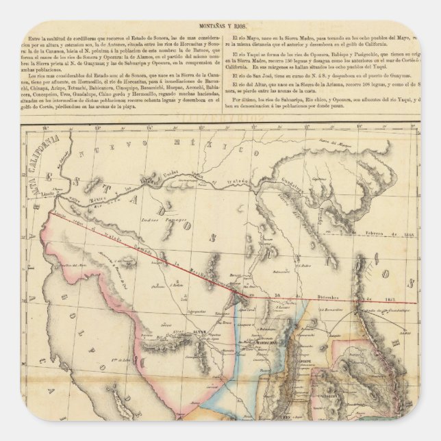 Pegatina Cuadrada Sonora, México (Anverso)