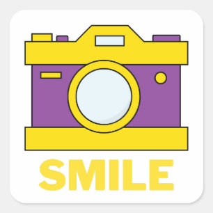 Pegatina Cuadrada sonreír con una foto gratuita