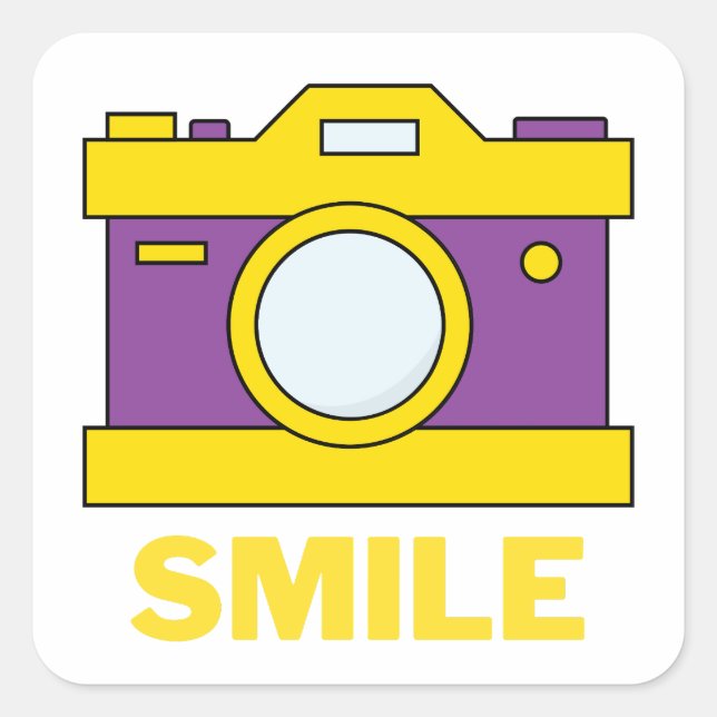 Pegatina Cuadrada sonreír con una foto gratuita (Anverso)