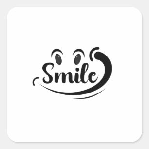 Pegatina Cuadrada Sonríe Mantén la Sonrisa Sonríe Más Mantén la Sonr