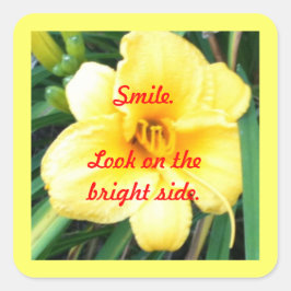 Pegatina Cuadrada Sonríe. Miren a los pegatinas del lado bueno