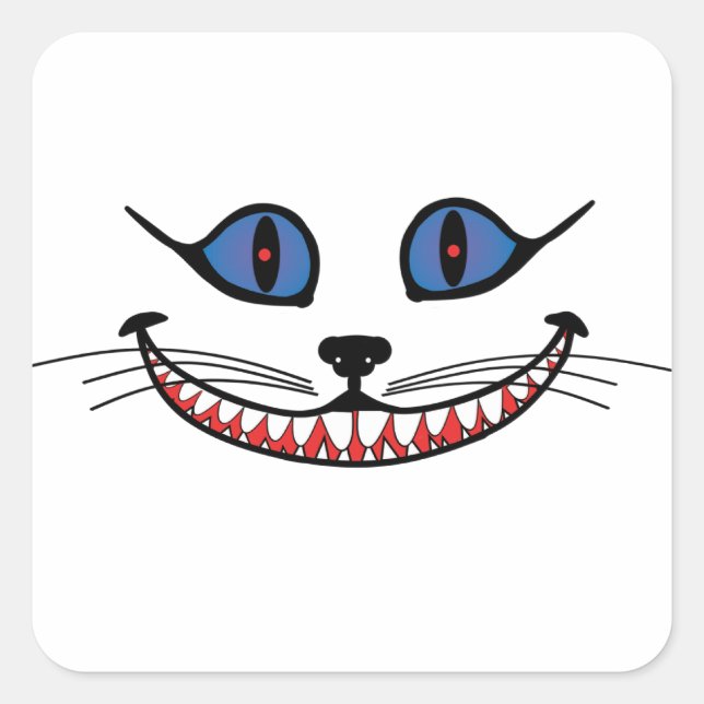 Pegatina Cuadrada Sonrisa de gato de Cheshire (Anverso)