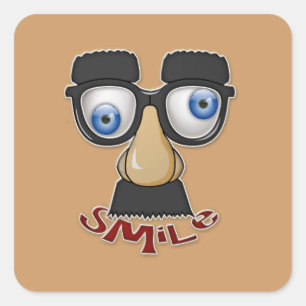 Pegatina Cuadrada sonrisa gruesa