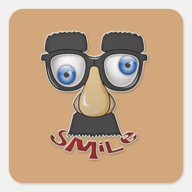 Pegatina Cuadrada sonrisa gruesa (Anverso)