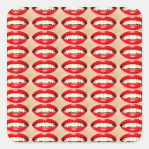 Pegatina Cuadrada Sonrisa perfecta Femme Fatale Pop-art