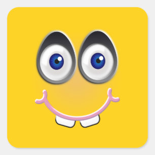 Pegatina Cuadrada sonrisa toothy - amarillo
