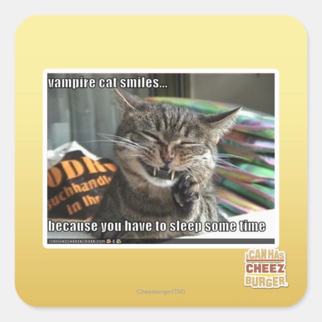 Pegatina Cuadrada sonrisas de gato vampiro