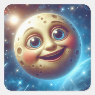 Pegatina Cuadrada Sonrisas de luna