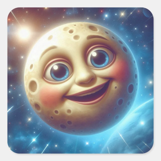 Pegatina Cuadrada Sonrisas de luna (Anverso)