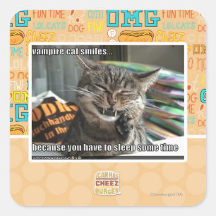 Pegatina Cuadrada sonrisas del gato del vampiro