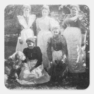 Pegatina Cuadrada Sophia Farrell y criadas, 1899