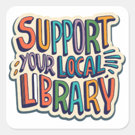 Pegatina Cuadrada soportar el cuadrado de biblioteca local
