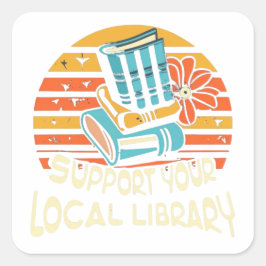 Pegatina Cuadrada soportar el cuadrado de biblioteca local
