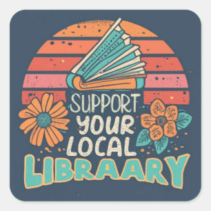 Pegatina Cuadrada soportar el cuadrado de biblioteca local