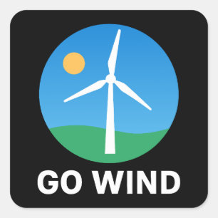 Pegatina Cuadrada Soporte de energía eólica - Energía eólica limpia 