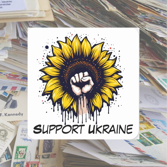 Pegatina Cuadrada Soporte personalizado para el girasol y el puño de (Subido por el creador)