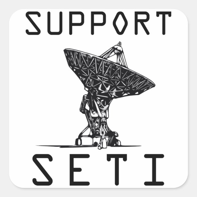 Pegatina Cuadrada Soporte SETI (Anverso)