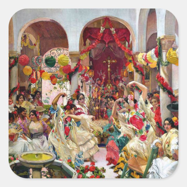 Pegatina Cuadrada Sorolla: Sevilla-La danza (Anverso)
